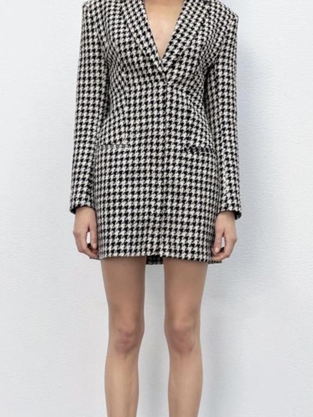Zara Black & White Houndstooth Blazer Dress